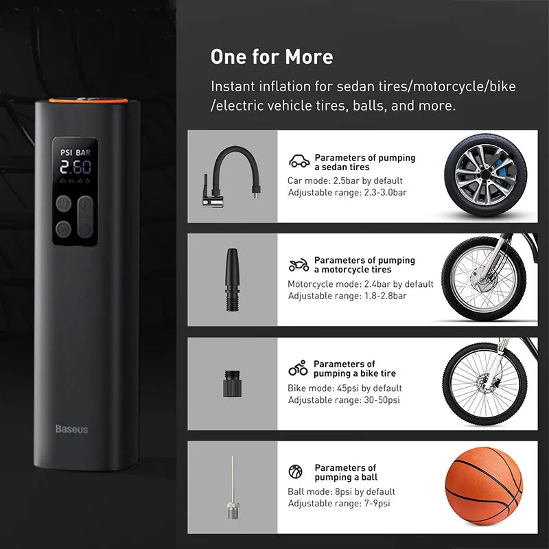 Mini Car Air Compressor , Smart Digital Inflatable Pump For Car Bicycle Boat Air Pump