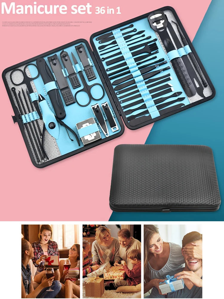 Professional Nail Clippers Manicure Tool Set, With Portable Travel Case, Cuticle Nippers And Cutter Kit, Grooming Kit For Travel
