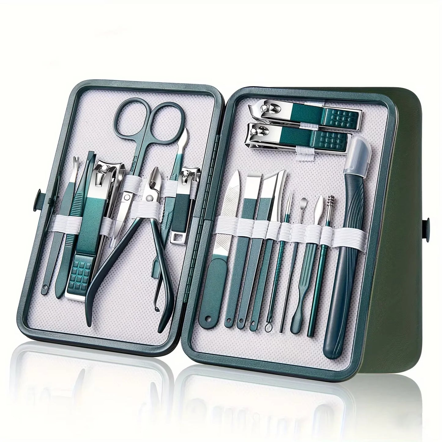 18/12/10/7 pcs Spring Green New Stainless Steel Nail Clippers Set Grooming Tool Set With Portable Case Manicure Art Tool