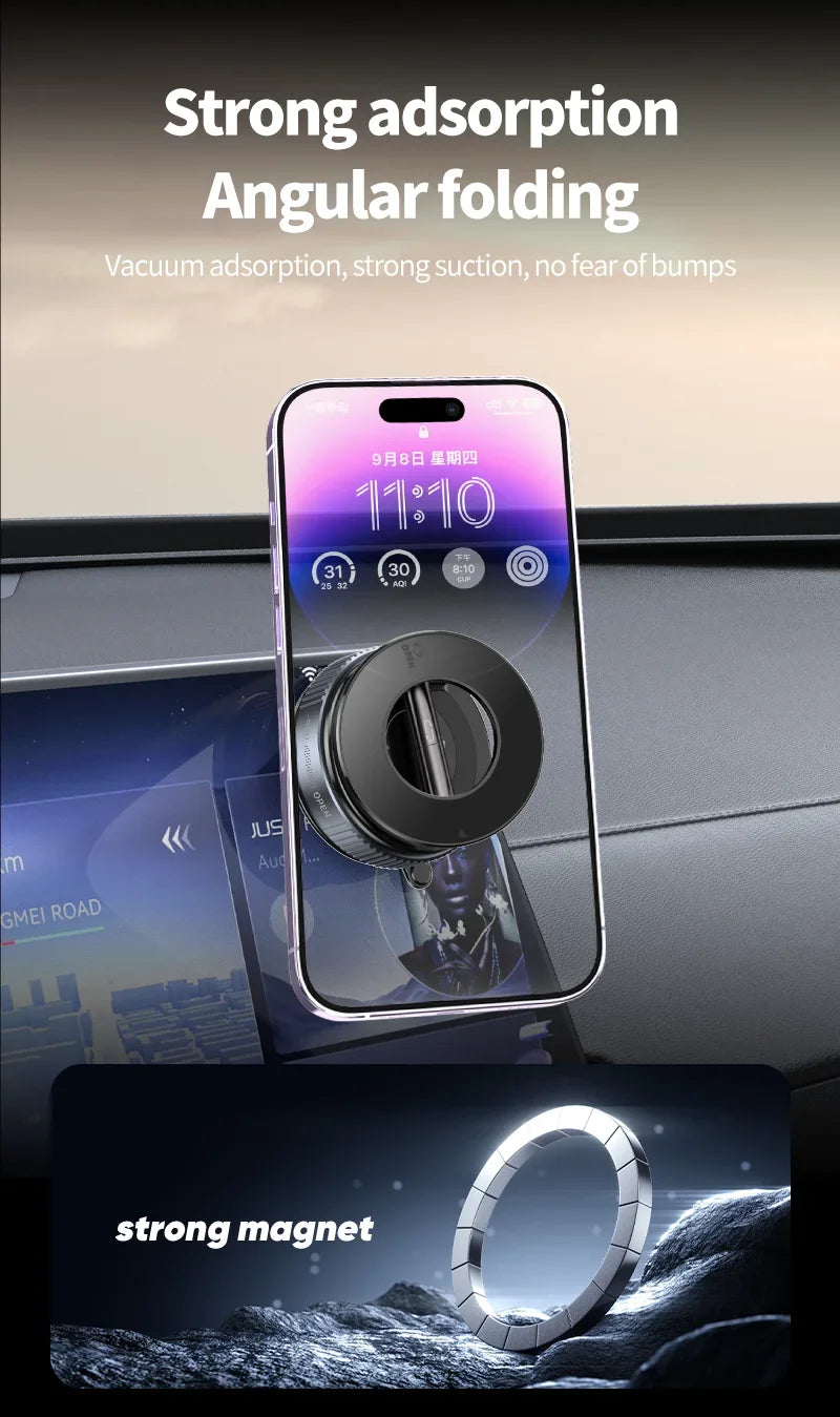 K007 Strong Magnetic Phone Holder Foldable Design 360° Adjustable Vacuum Car Mount For Car Desk Bathroom Magnetic Bracket