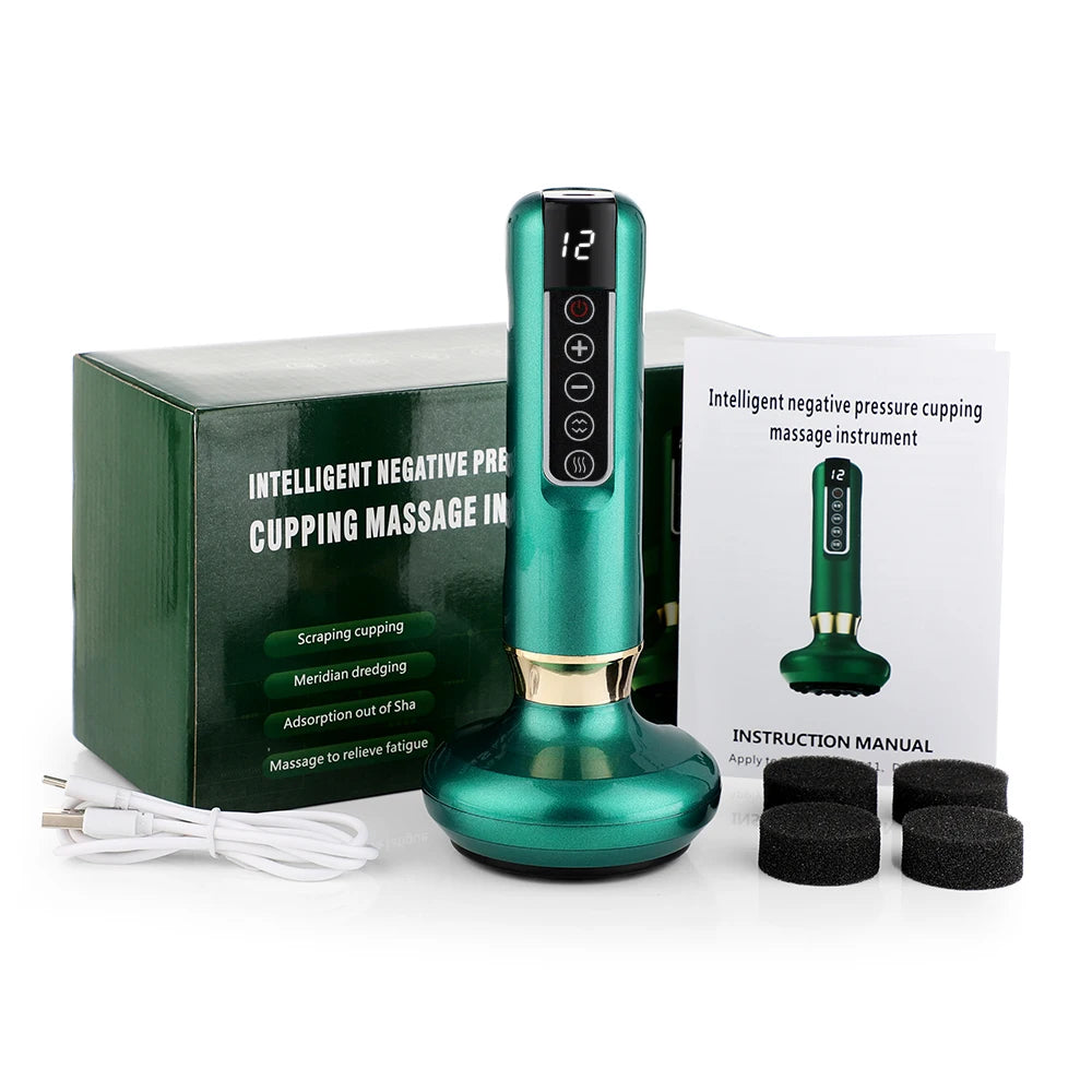 Electric Cupping Massager Vacuum Suction Cup GuaSha Anti Cellulite Beauty Health Scraping Infrared Heat Body Slimming Massage