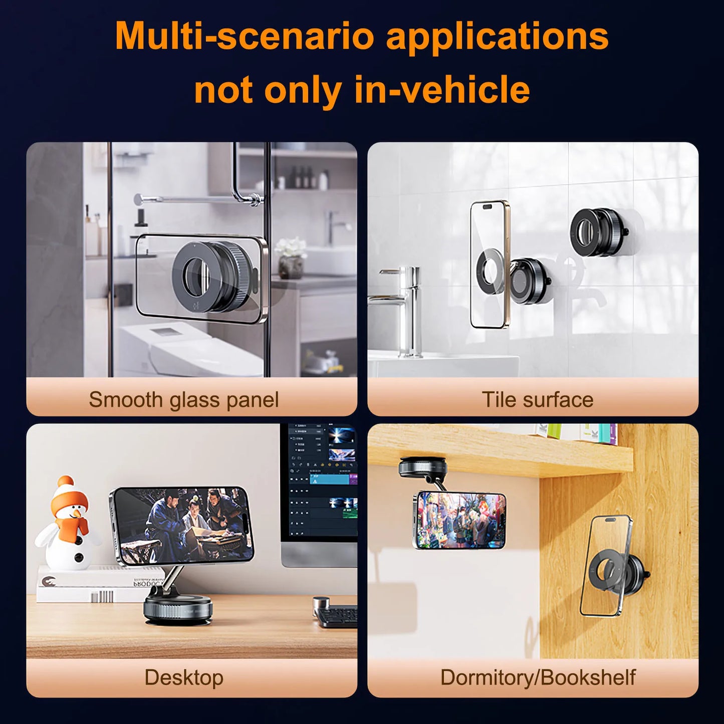 K007 Strong Magnetic Phone Holder Foldable Design 360° Adjustable Vacuum Car Mount For Car Desk Bathroom Magnetic Bracket