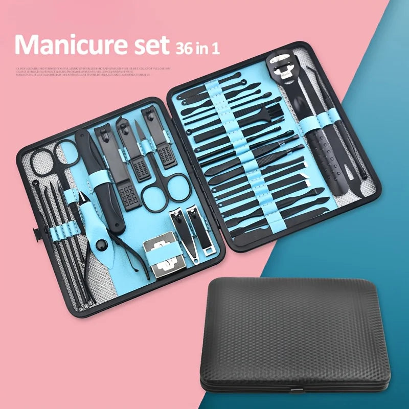 Professional Nail Clippers Manicure Tool Set, With Portable Travel Case, Cuticle Nippers And Cutter Kit, Grooming Kit For Travel