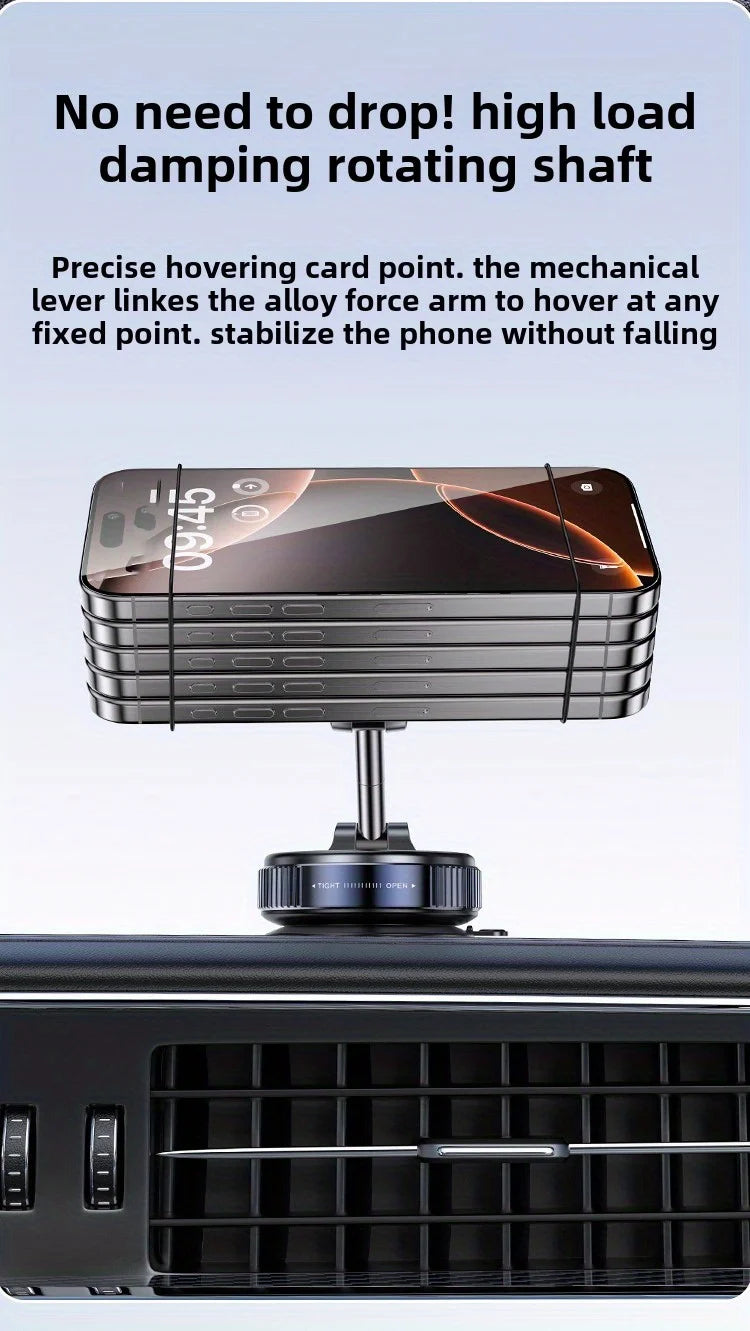 Upgraded Aluminum Alloy Vacuum Magnetic Car Phone Holder with 360° Rotation & Foldable Design Strong Magnetic Absorption