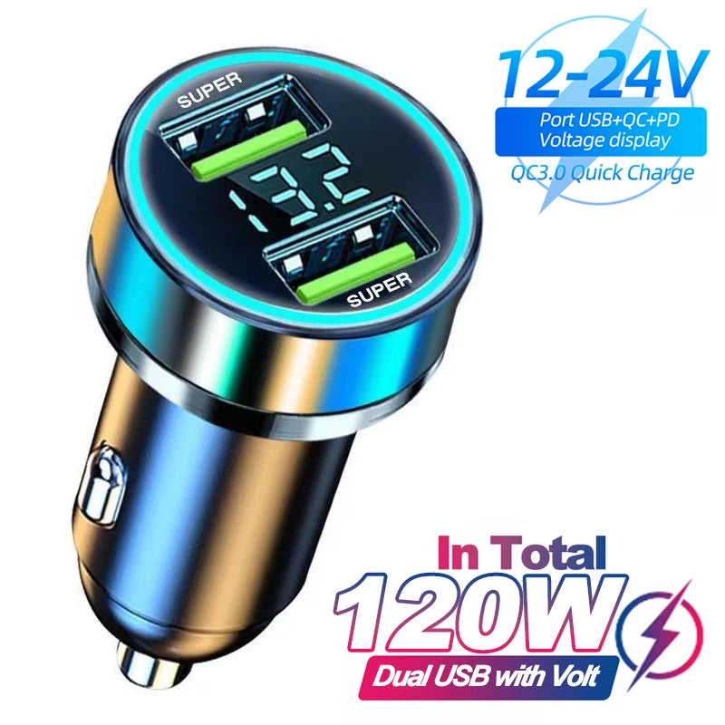 66-250W Car Charger Quick Charge Cigarette Lighter Adapter 2-6 Port USB-C Fast Charging Phone Charger for iPhone Xiaomi Samsung