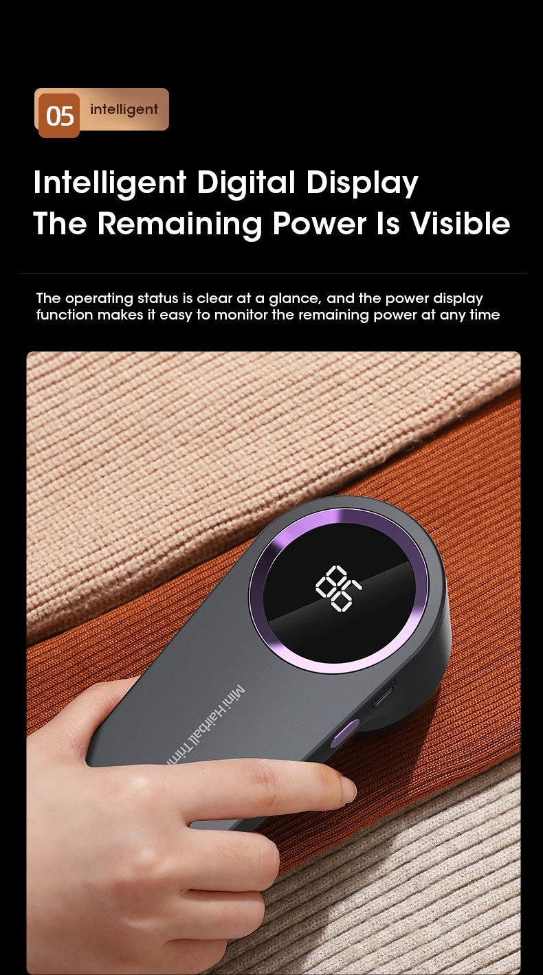 Lint Remover for Clothing LED Digital Electric Pellet Fluff Remover USB Rechargeable Fuzz Fabric Shaver Sweater