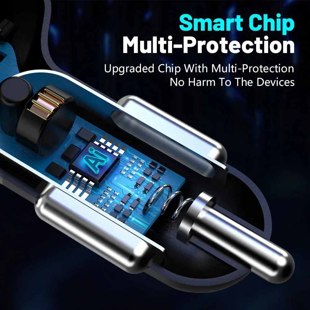 66-250W Car Charger Quick Charge Cigarette Lighter Adapter 2-6 Port USB-C Fast Charging Phone Charger for iPhone Xiaomi Samsung