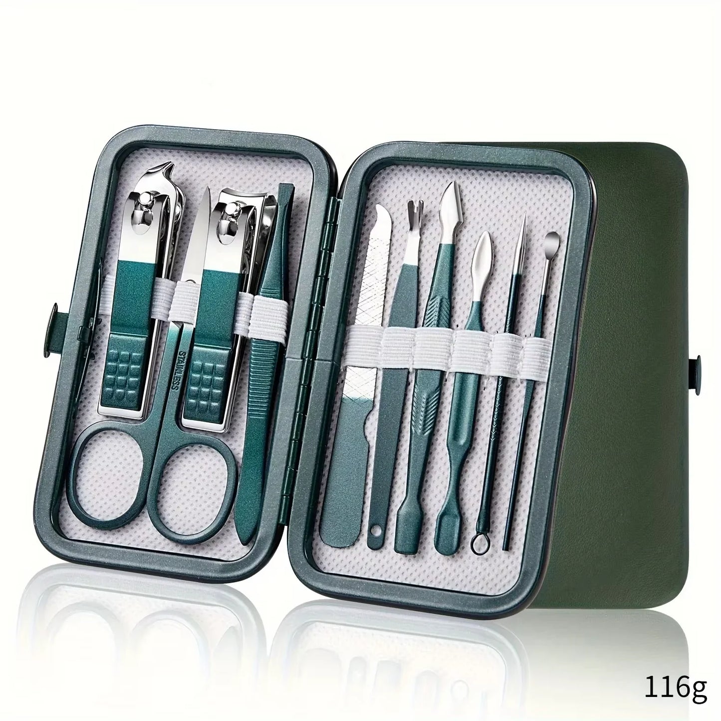 18/12/10/7 pcs Spring Green New Stainless Steel Nail Clippers Set Grooming Tool Set With Portable Case Manicure Art Tool