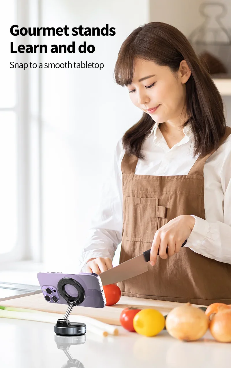 K007 Strong Magnetic Phone Holder Foldable Design 360° Adjustable Vacuum Car Mount For Car Desk Bathroom Magnetic Bracket