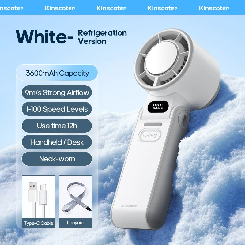 Outdoor Foldable Portable Handheld Fan Mini Cooling Rechargeable 3600mAh 100-level Free Control High Speed Turbo Fan
