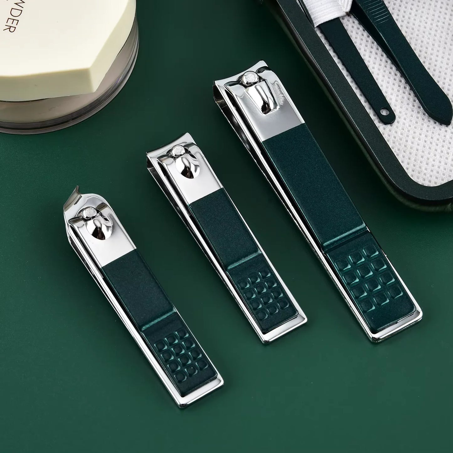 18/12/10/7 pcs Spring Green New Stainless Steel Nail Clippers Set Grooming Tool Set With Portable Case Manicure Art Tool