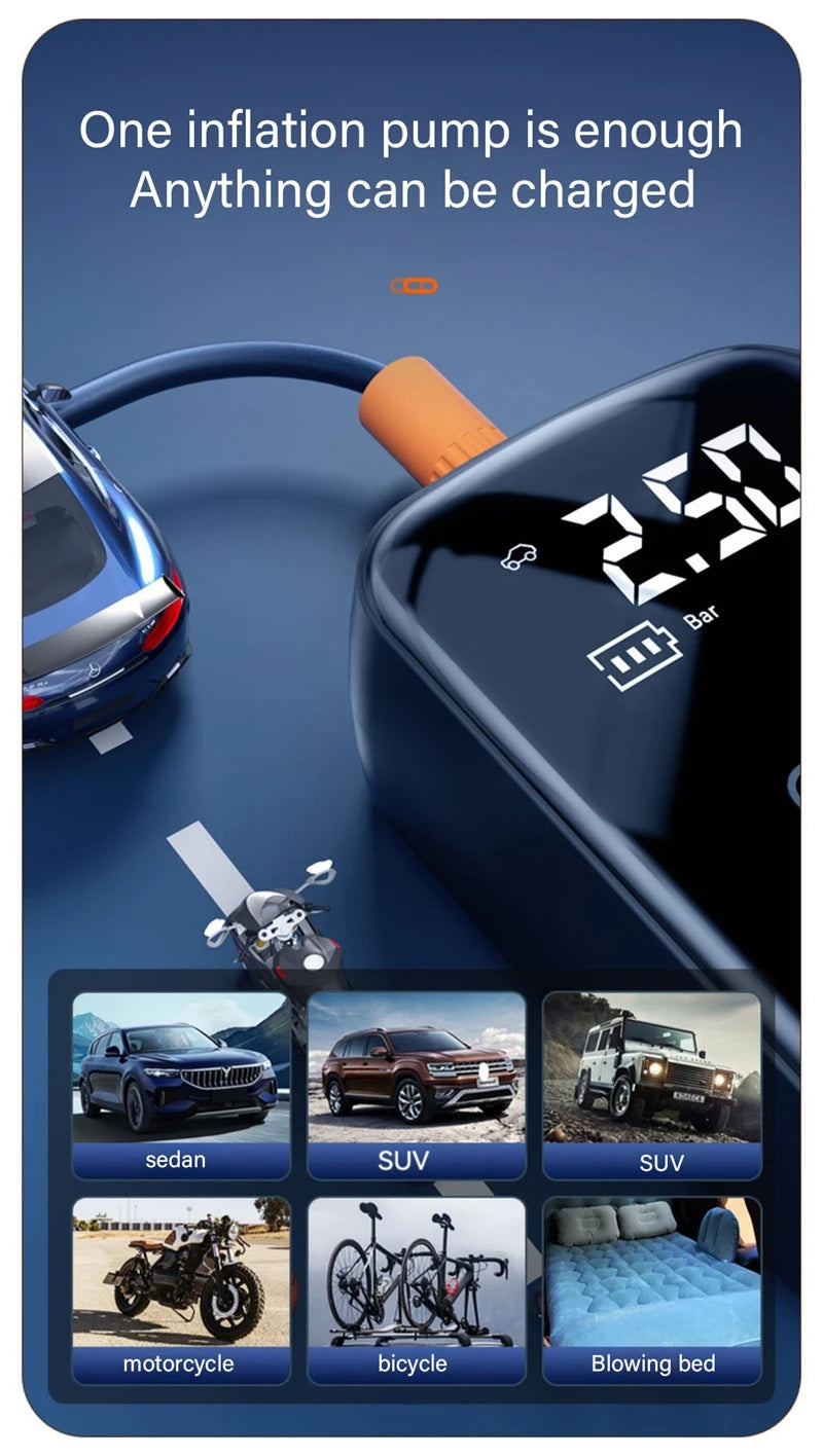 Wireless Car Air Compressor Air Pump Electric Tire Inflator Pump for Motorcycle Bicycle Boat AUTO Tyre Balls Inflatable