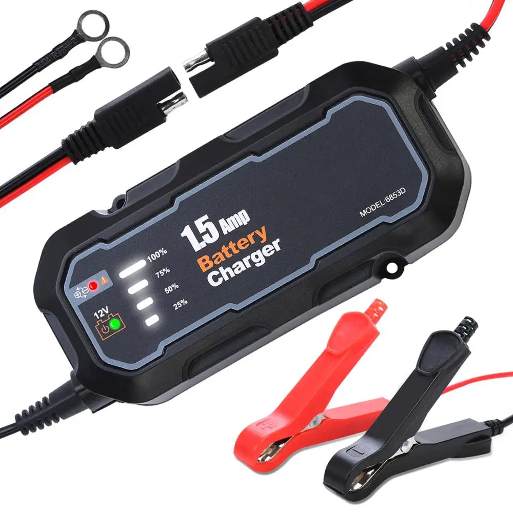 Automatic Smart Motorcycle Battery Charger Maintainer for Car/RV/ATV/Boat Automatic Battery Trickle Charger with LED