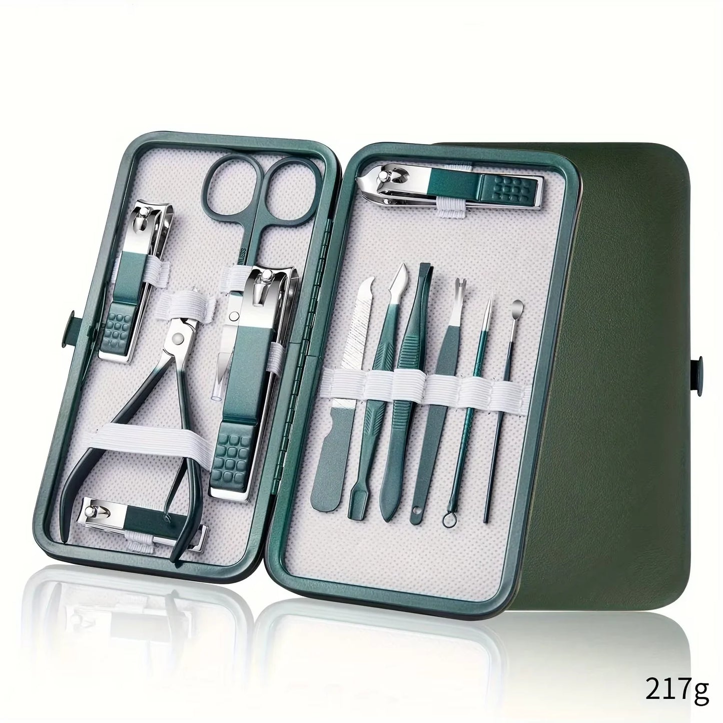 18/12/10/7 pcs Spring Green New Stainless Steel Nail Clippers Set Grooming Tool Set With Portable Case Manicure Art Tool