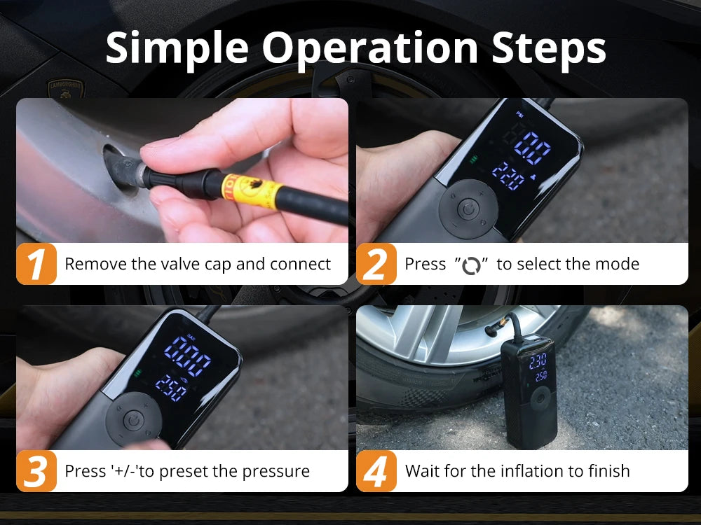 Portable Tire Inflator Rechargeable Electric Inflator For Car  Bicycle Digital Air Compressor Football Ball Inflator Pump