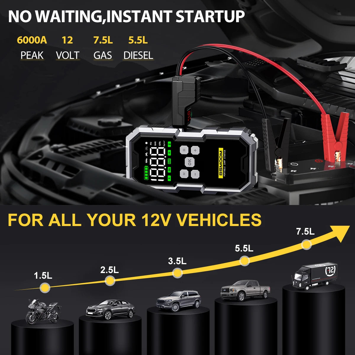 150PSI Air Pump Car Battery Emergency Boosters 7000A Car Jump Starter Power Bank Portable Starting Device Car Starter New
