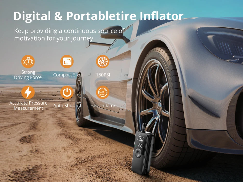 Portable Tire Inflator Rechargeable Electric Inflator For Car  Bicycle Digital Air Compressor Football Ball Inflator Pump