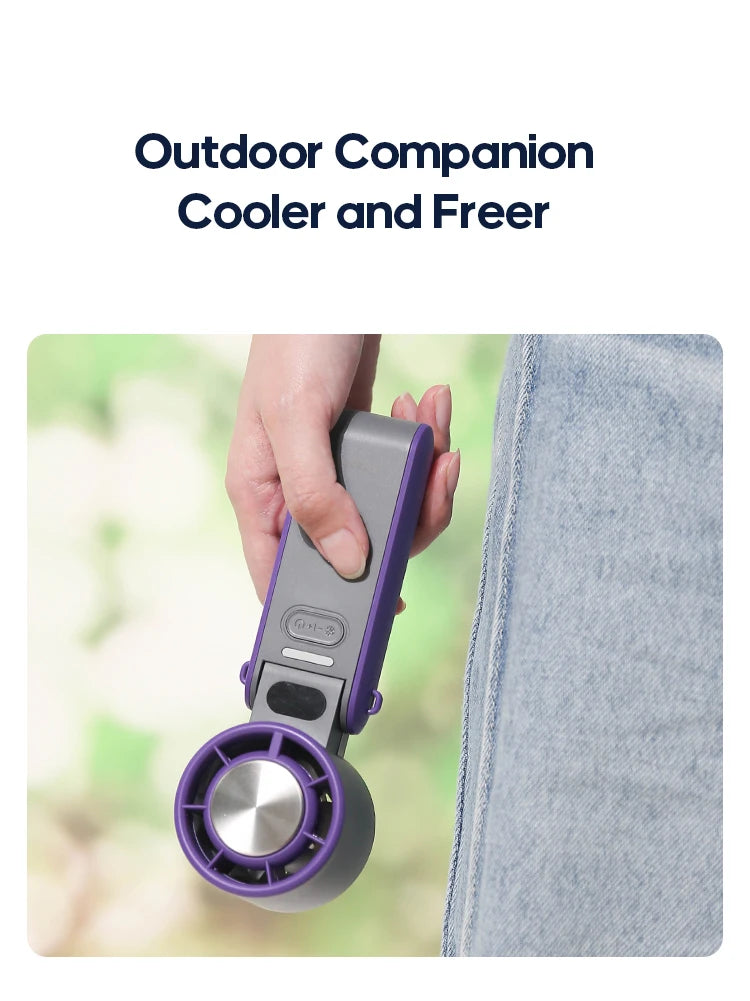 Outdoor Foldable Portable Handheld Fan Mini Cooling Rechargeable 3600mAh 100-level Free Control High Speed Turbo Fan