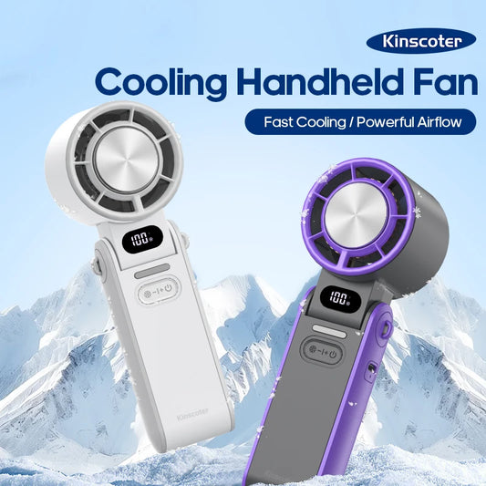 Outdoor Foldable Portable Handheld Fan Mini Cooling Rechargeable 3600mAh 100-level Free Control High Speed Turbo Fan