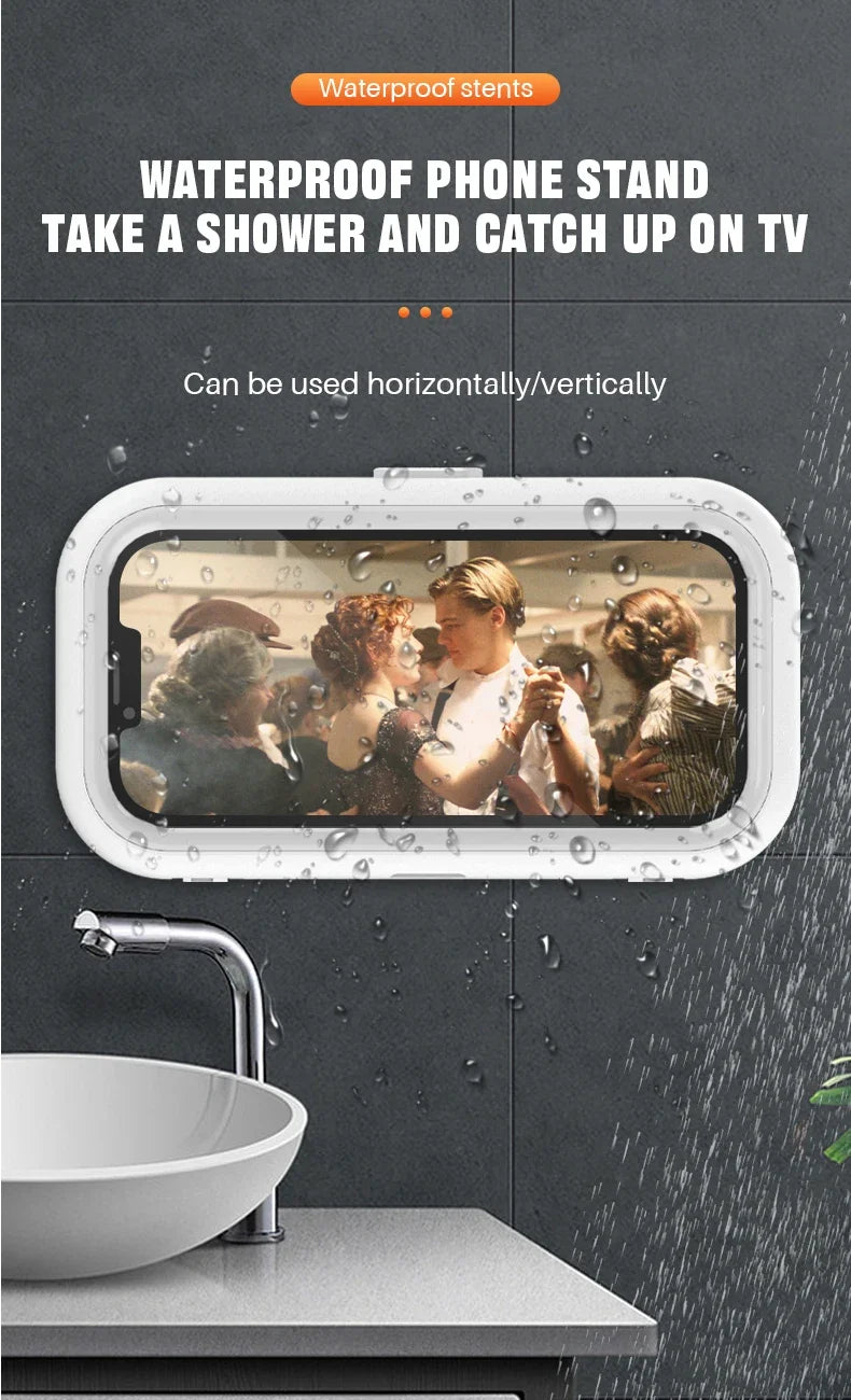 New Rotation Waterproof Bathroom Phone Wall Mount Holder Adjustable Shower Phone Case Stick on Wall Bathroom Toilet Phone Holder