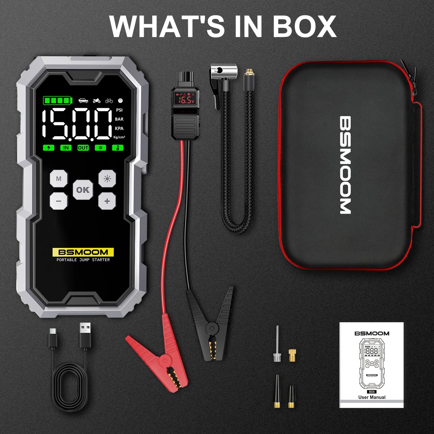 150PSI Air Pump Car Battery Emergency Boosters 7000A Car Jump Starter Power Bank Portable Starting Device Car Starter New