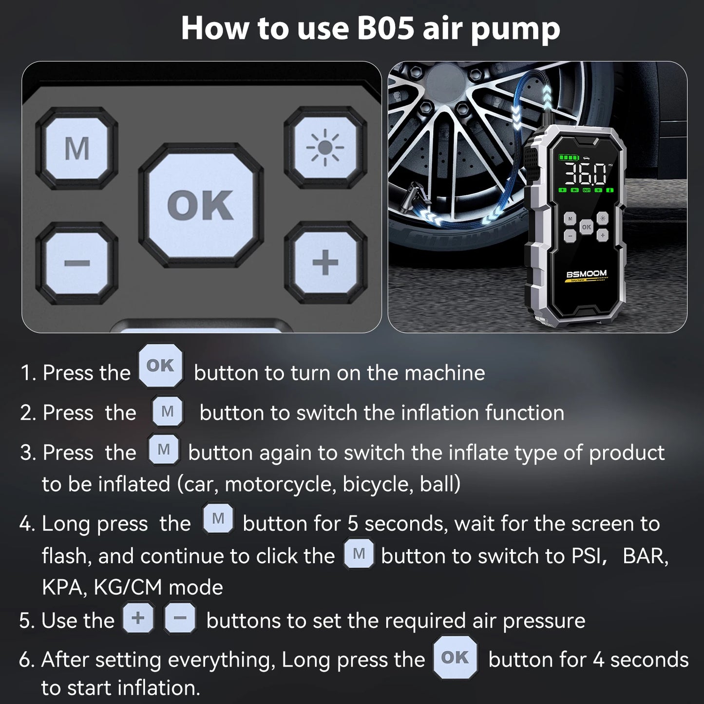 150PSI Air Pump Car Battery Emergency Boosters 7000A Car Jump Starter Power Bank Portable Starting Device Car Starter New