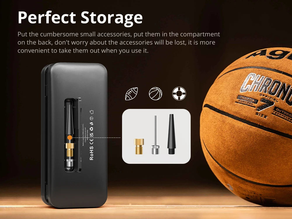 Portable Tire Inflator Rechargeable Electric Inflator For Car  Bicycle Digital Air Compressor Football Ball Inflator Pump