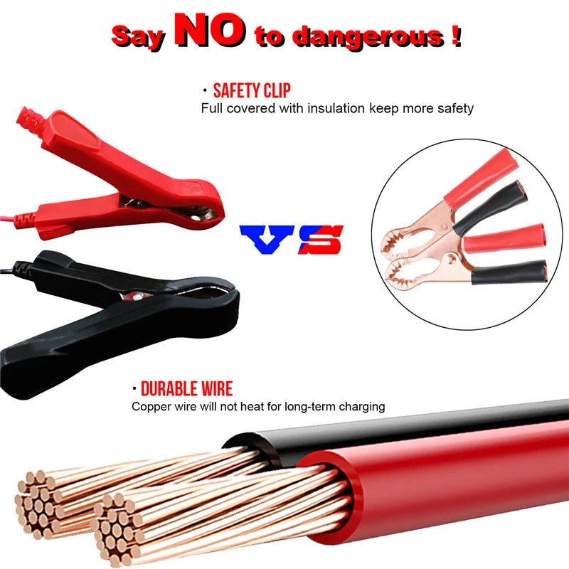 Automatic Smart Motorcycle Battery Charger Maintainer for Car/RV/ATV/Boat Automatic Battery Trickle Charger with LED