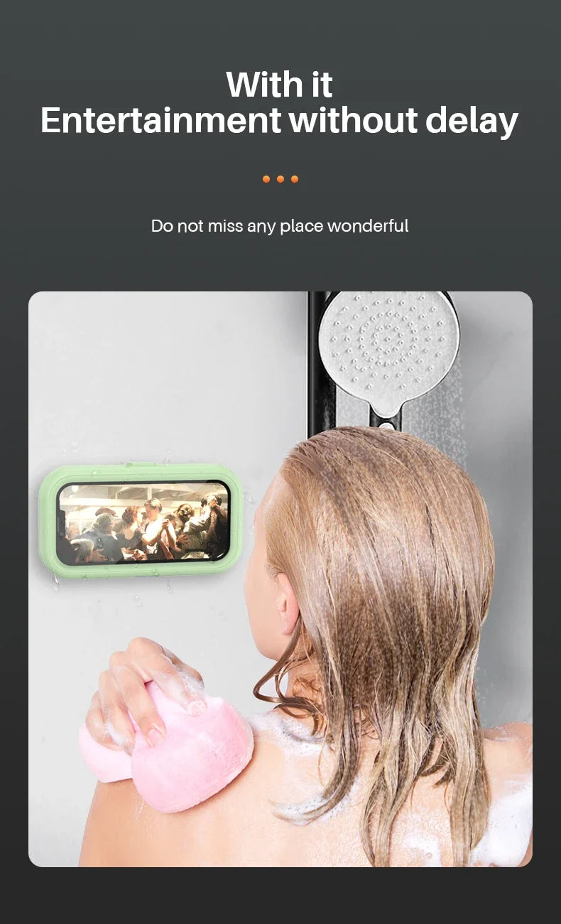 New Rotation Waterproof Bathroom Phone Wall Mount Holder Adjustable Shower Phone Case Stick on Wall Bathroom Toilet Phone Holder