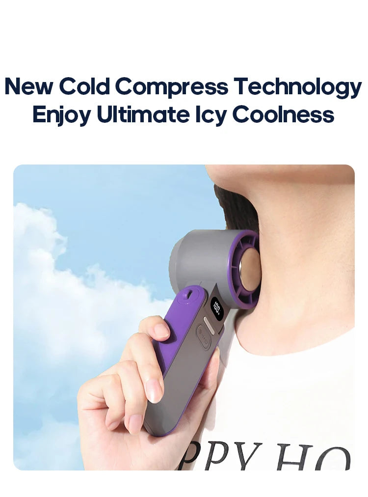 Outdoor Foldable Portable Handheld Fan Mini Cooling Rechargeable 3600mAh 100-level Free Control High Speed Turbo Fan